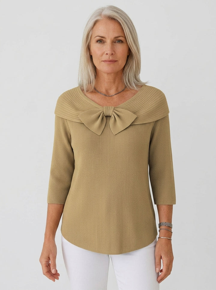 Geneviève | Blouse en Côtelé Élégante avec Nœud