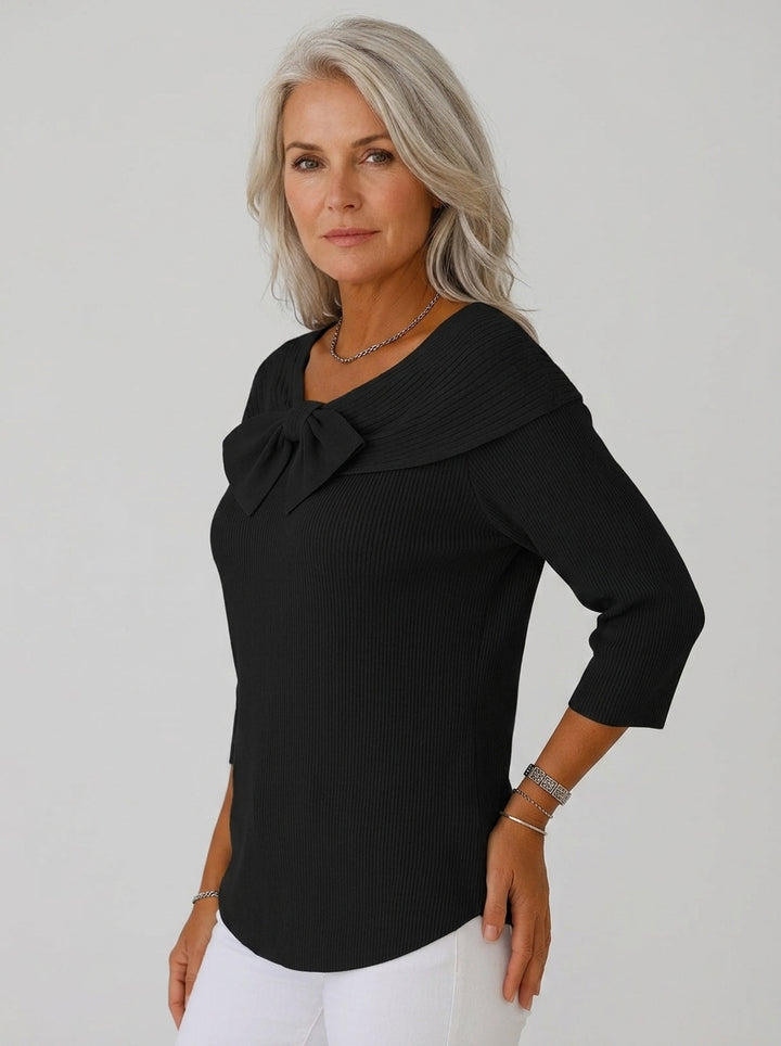 Geneviève | Blouse en Côtelé Élégante avec Nœud