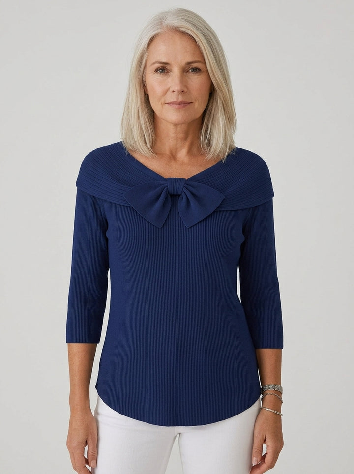 Geneviève | Blouse en Côtelé Élégante avec Nœud