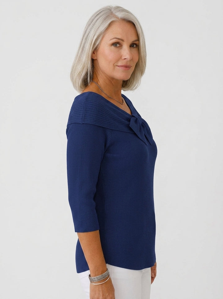 Geneviève | Blouse en Côtelé Élégante avec Nœud