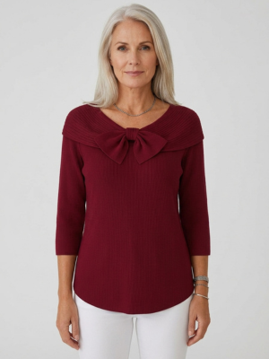 Geneviève | Blouse en Côtelé Élégante avec Nœud