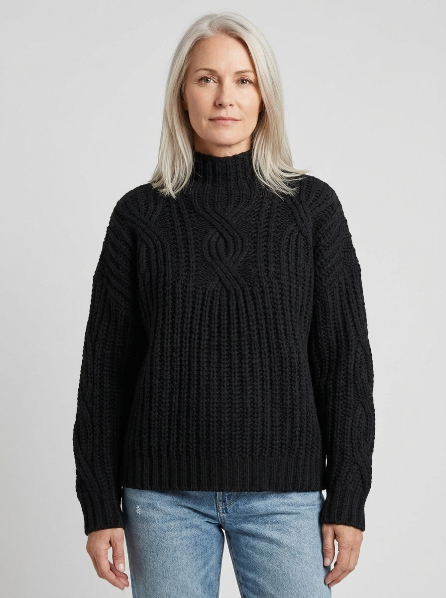 Hortense | Pull Col Montant en Grosse Maille Torsadée