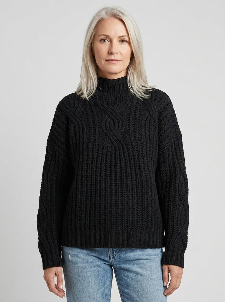 Hortense | Pull Col Montant en Grosse Maille Torsadée