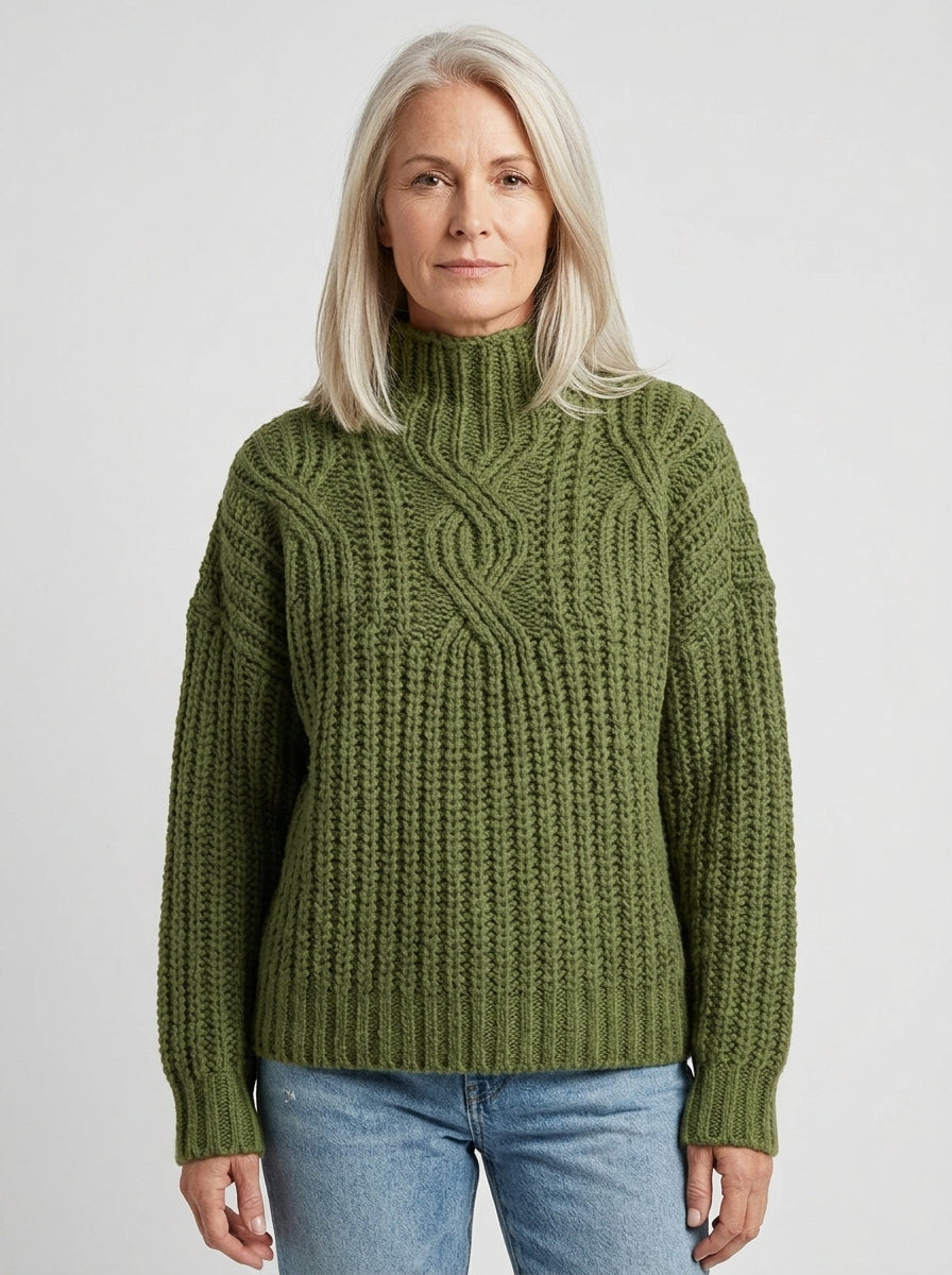 Hortense | Pull Col Montant en Grosse Maille Torsadée
