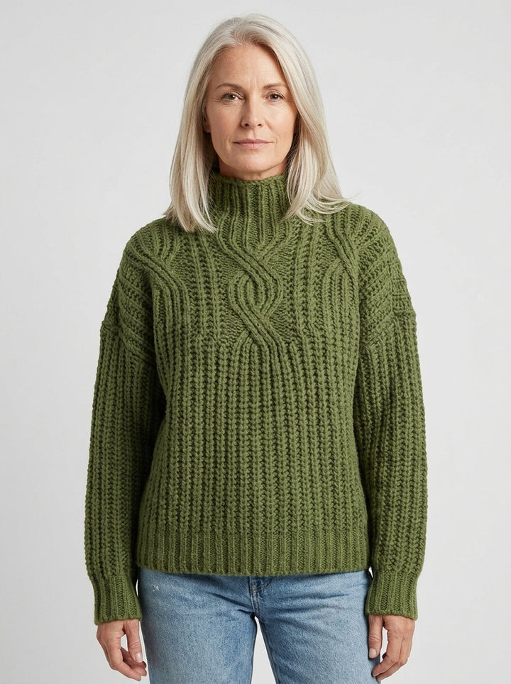 Hortense | Pull Col Montant en Grosse Maille Torsadée