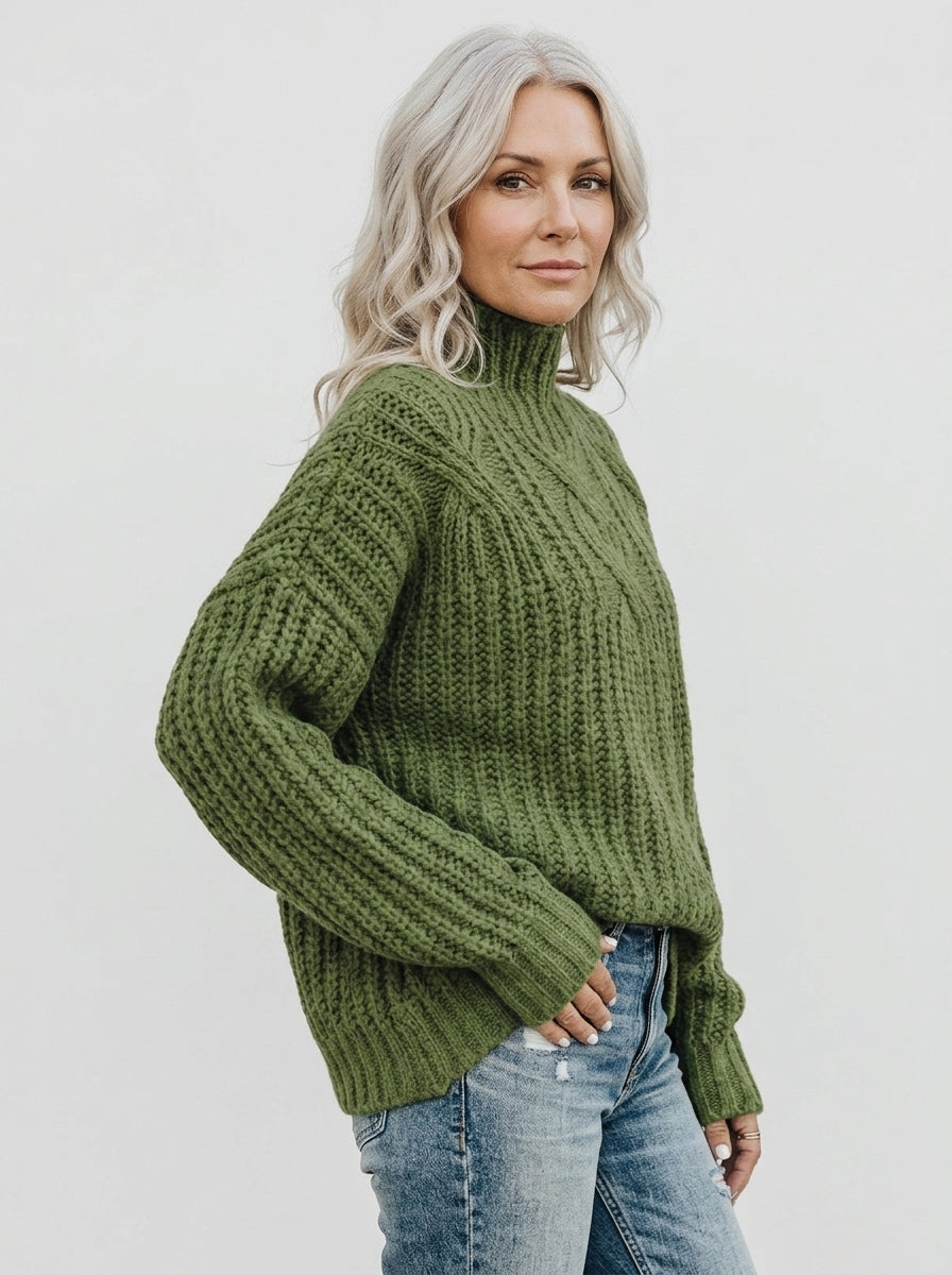 Hortense | Pull Col Montant en Grosse Maille Torsadée