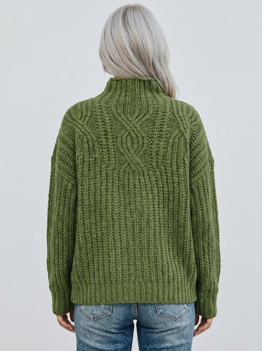 Hortense | Pull Col Montant en Grosse Maille Torsadée