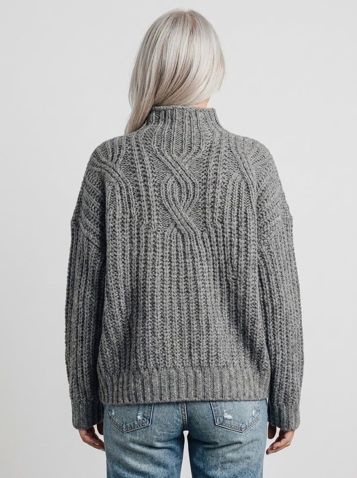 Hortense | Pull Col Montant en Grosse Maille Torsadée