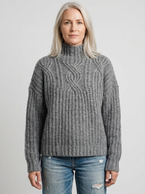 Hortense | Pull Col Montant en Grosse Maille Torsadée