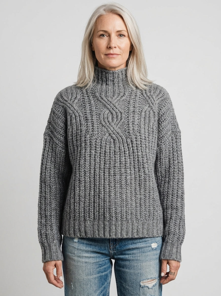 Hortense | Pull Col Montant en Grosse Maille Torsadée
