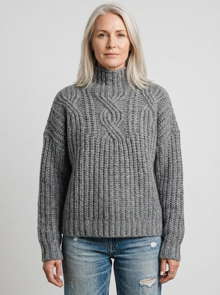 Hortense | Pull Col Montant en Grosse Maille Torsadée