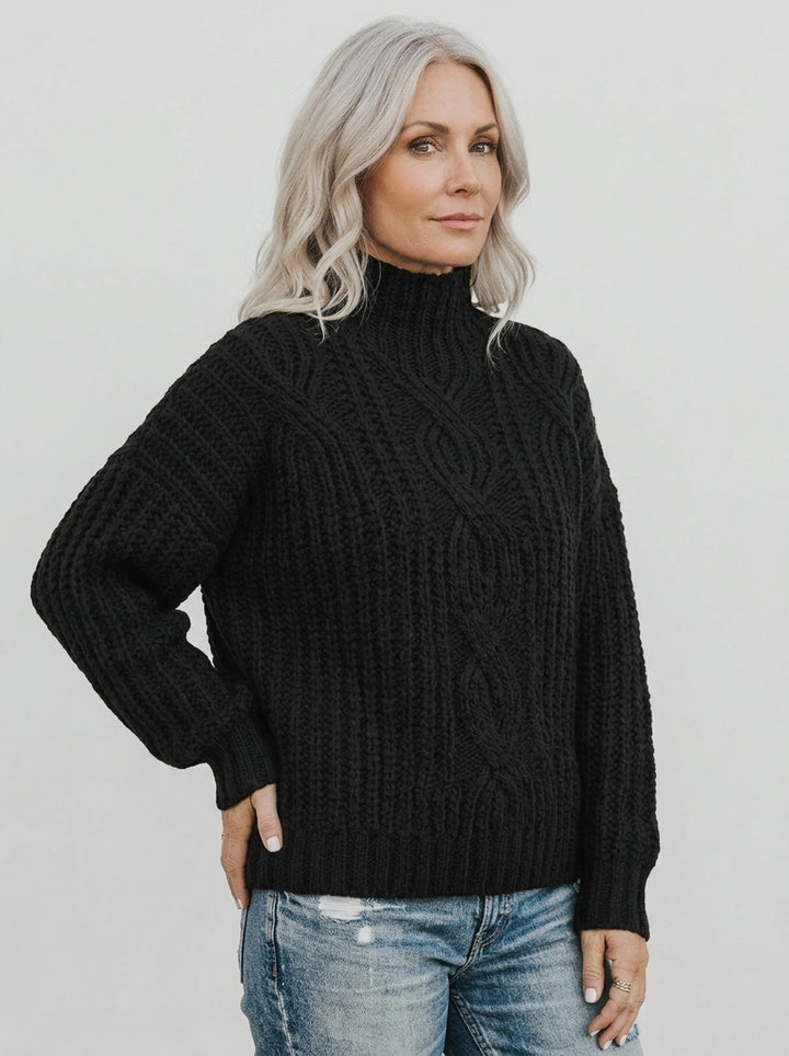 Hortense | Pull Col Montant en Grosse Maille Torsadée