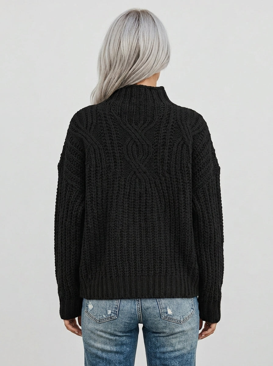 Hortense | Pull Col Montant en Grosse Maille Torsadée