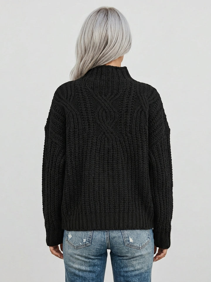 Hortense | Pull Col Montant en Grosse Maille Torsadée