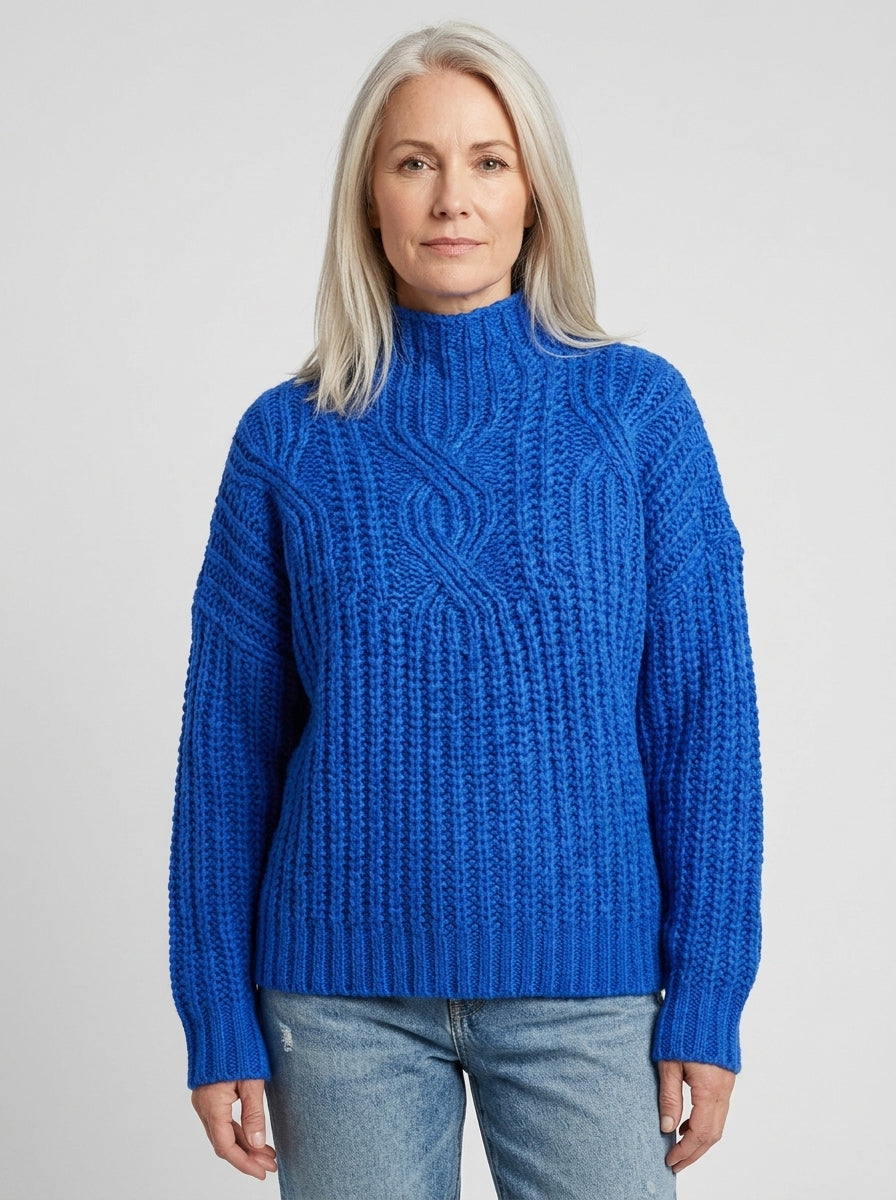 Hortense | Pull Col Montant en Grosse Maille Torsadée