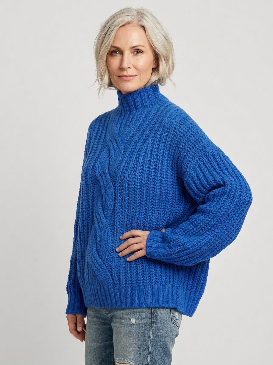 Hortense | Pull Col Montant en Grosse Maille Torsadée