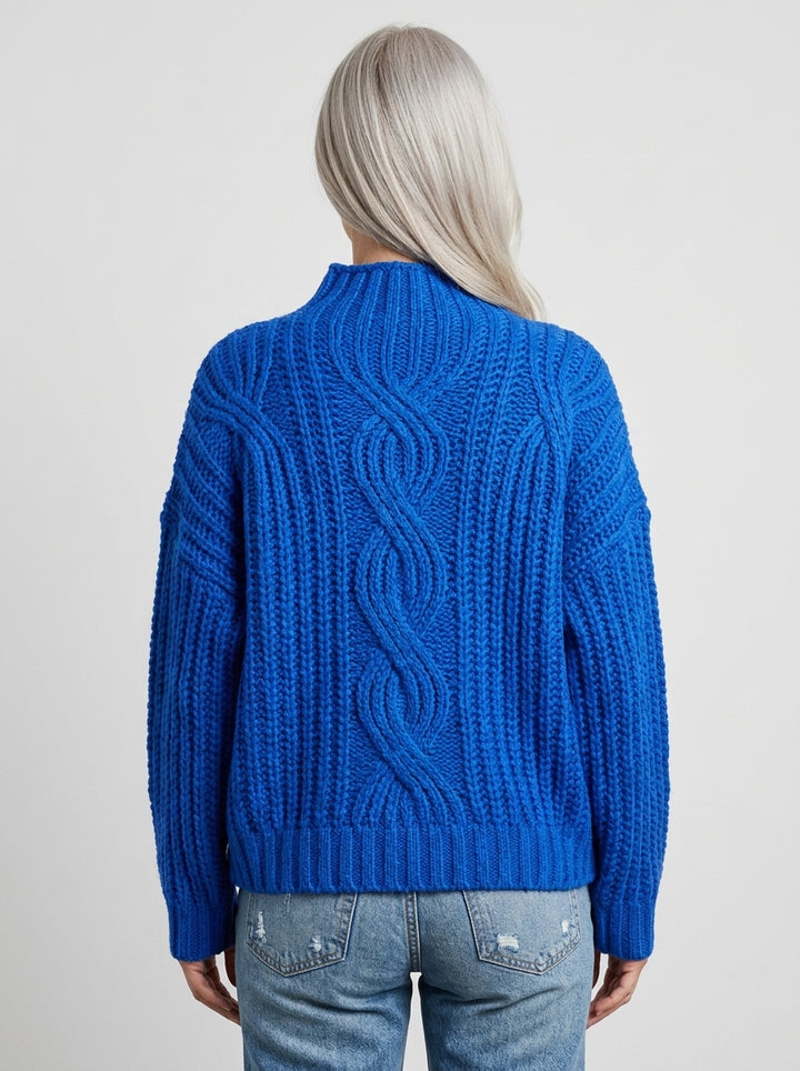 Hortense | Pull Col Montant en Grosse Maille Torsadée