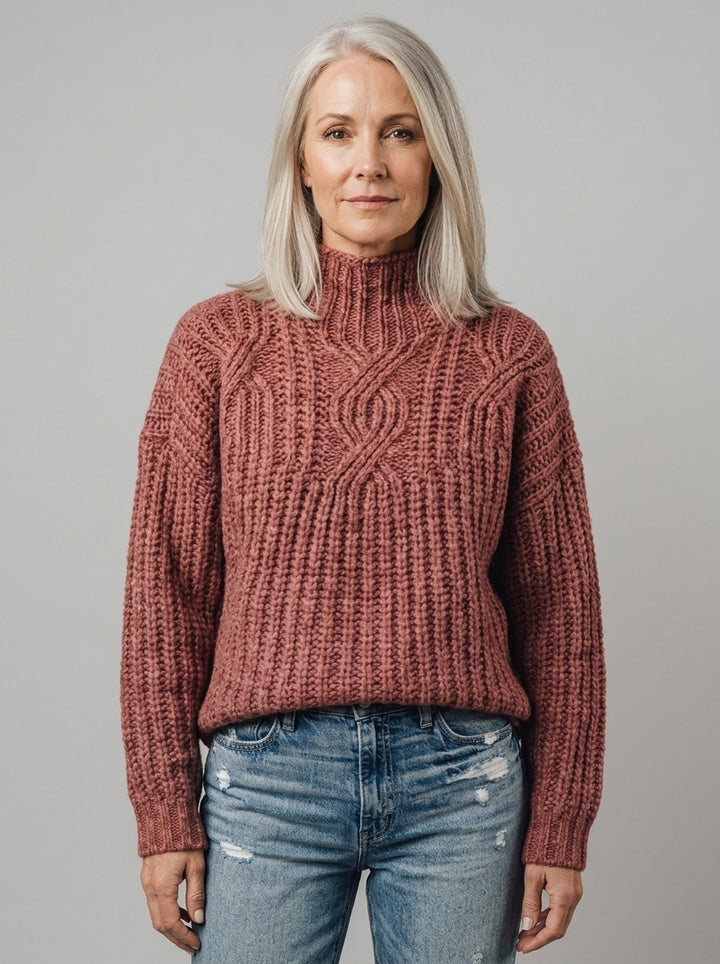 Hortense | Pull Col Montant en Grosse Maille Torsadée