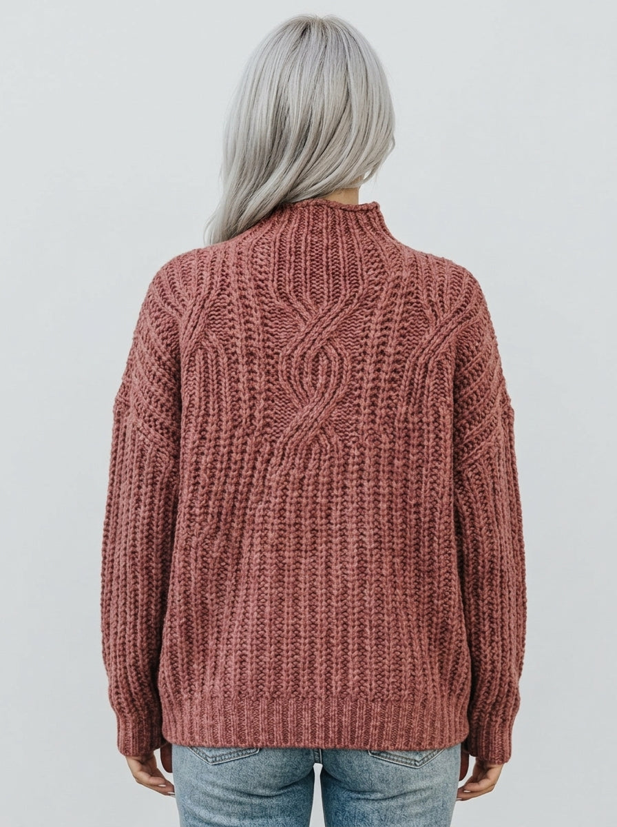 Hortense | Pull Col Montant en Grosse Maille Torsadée