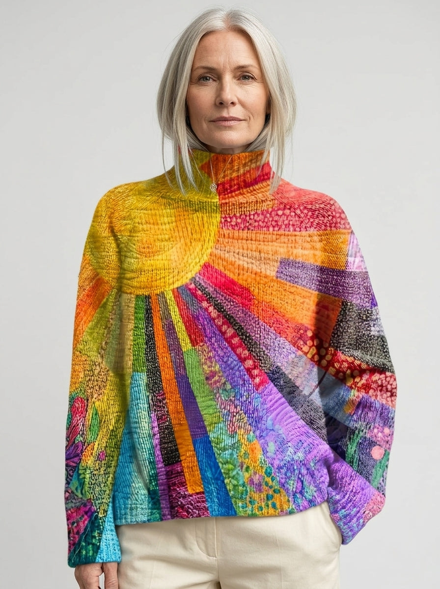 Joséphine | Pull Col Roulé Coloré à Motifs
