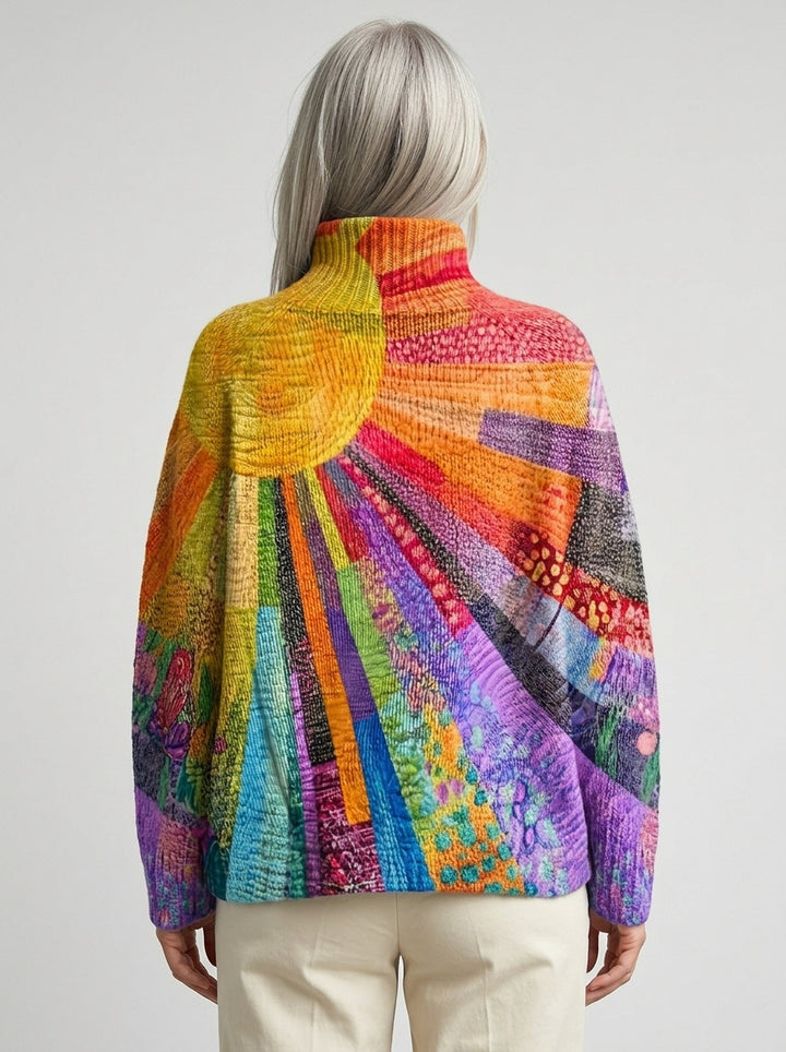 Joséphine | Pull Col Roulé Coloré à Motifs