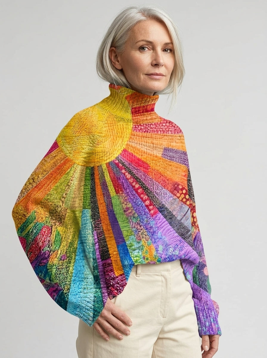 Joséphine | Pull Col Roulé Coloré à Motifs