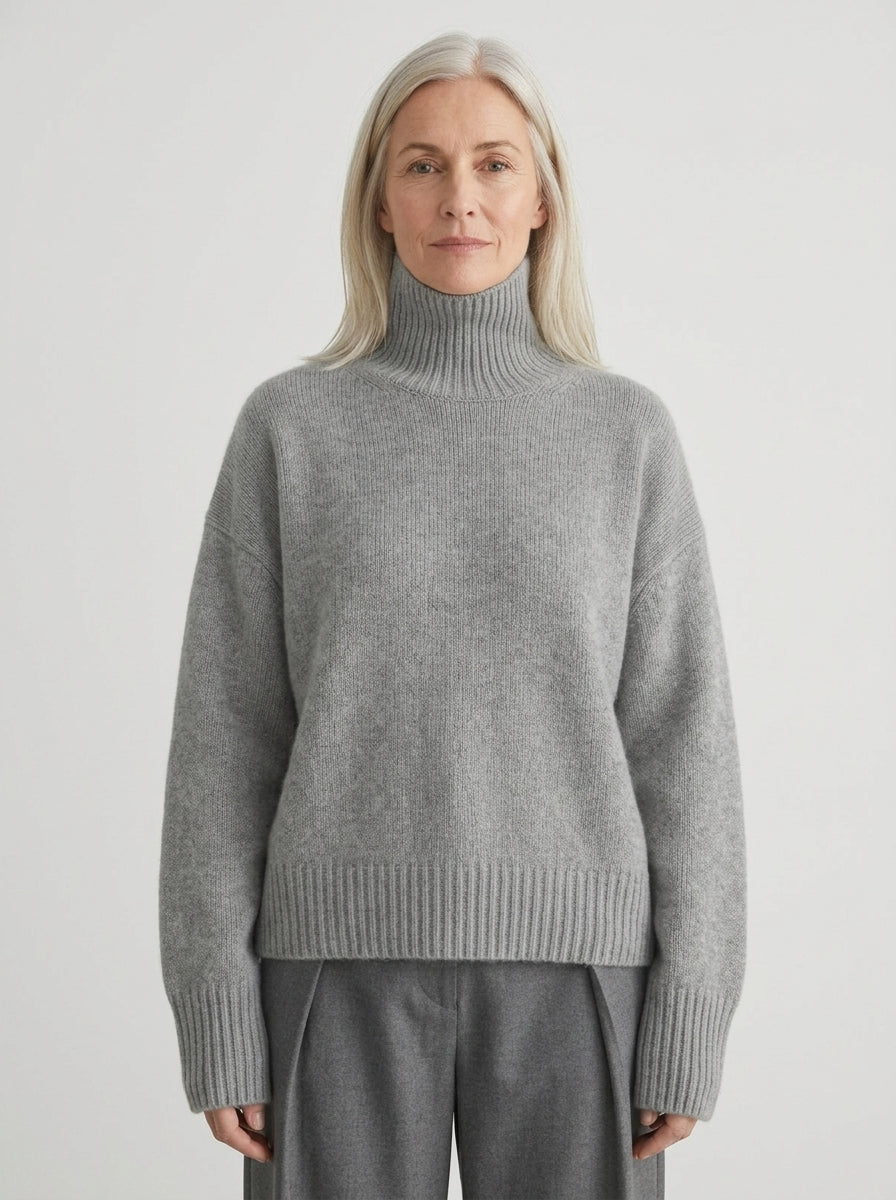 Colette | Pull Oversize Col Roulé en Tricot Doux