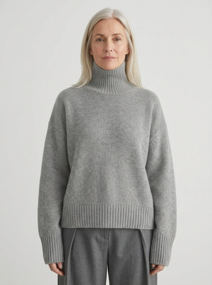 Colette | Pull Oversize Col Roulé en Tricot Doux