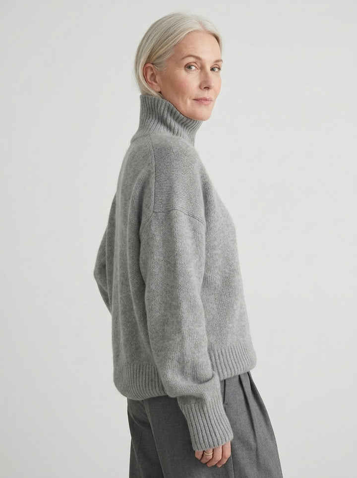 Colette | Pull Oversize Col Roulé en Tricot Doux