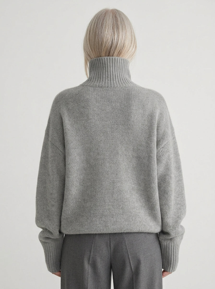 Colette | Pull Oversize Col Roulé en Tricot Doux