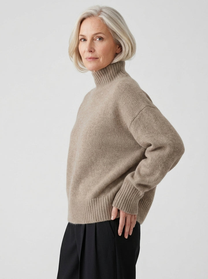 Colette | Pull Oversize Col Roulé en Tricot Doux
