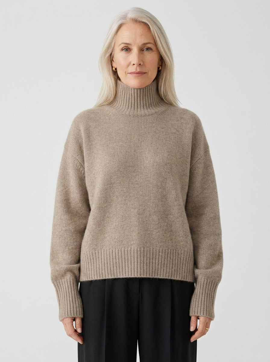 Colette | Pull Oversize Col Roulé en Tricot Doux