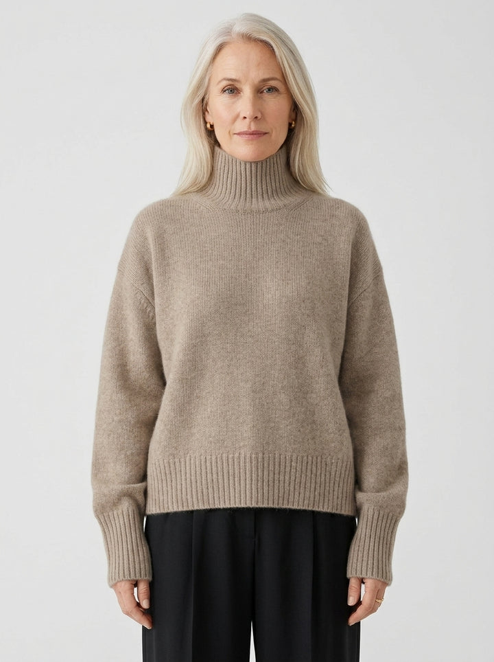 Colette | Pull Oversize Col Roulé en Tricot Doux