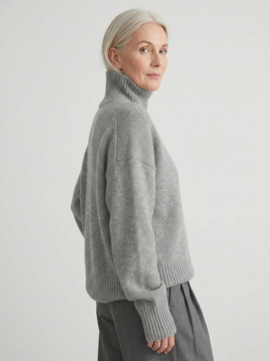 Colette | Pull Oversize Col Roulé en Tricot Doux