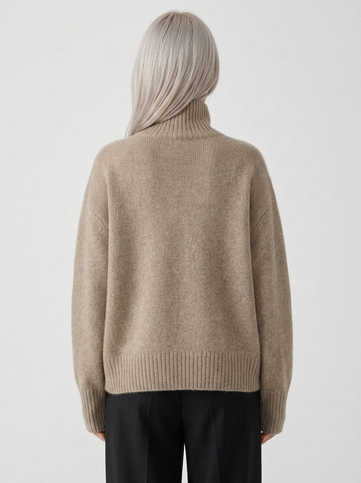Colette | Pull Oversize Col Roulé en Tricot Doux