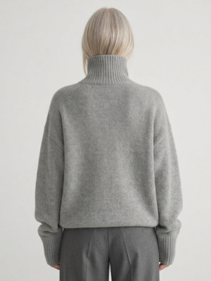 Colette | Pull Oversize Col Roulé en Tricot Doux