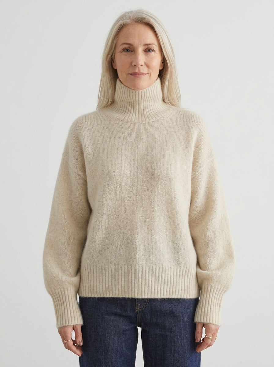 Colette | Pull Oversize Col Roulé en Tricot Doux