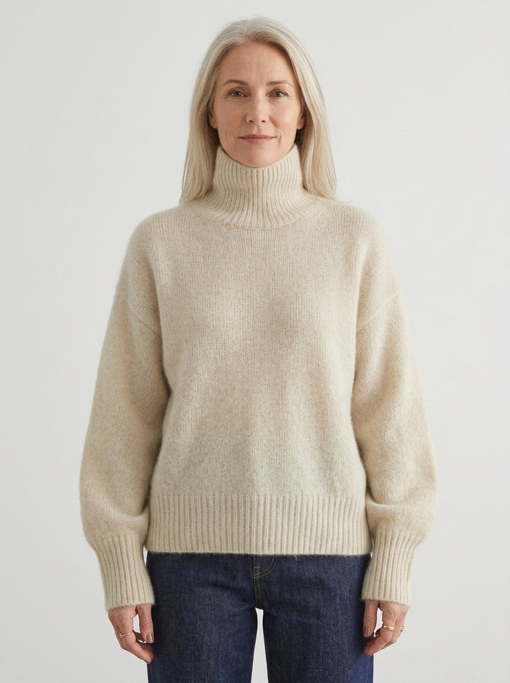 Colette | Pull Oversize Col Roulé en Tricot Doux