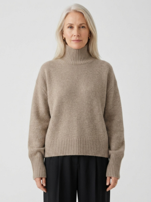 Colette | Pull Oversize Col Roulé en Tricot Doux