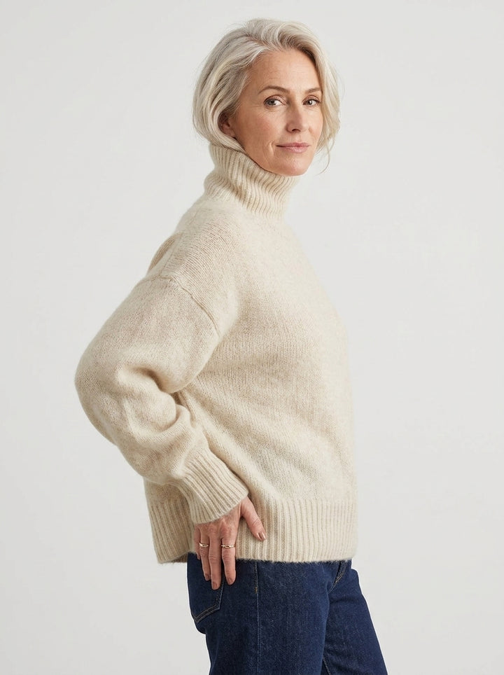 Colette | Pull Oversize Col Roulé en Tricot Doux