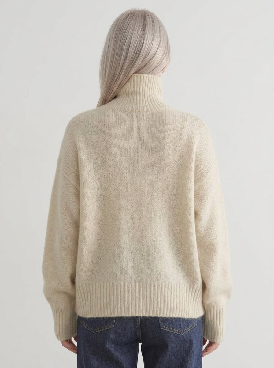 Colette | Pull Oversize Col Roulé en Tricot Doux