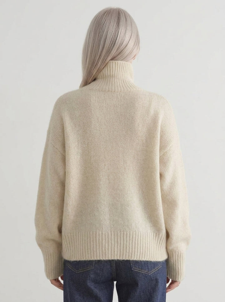 Colette | Pull Oversize Col Roulé en Tricot Doux