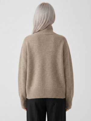 Colette | Pull Oversize Col Roulé en Tricot Doux